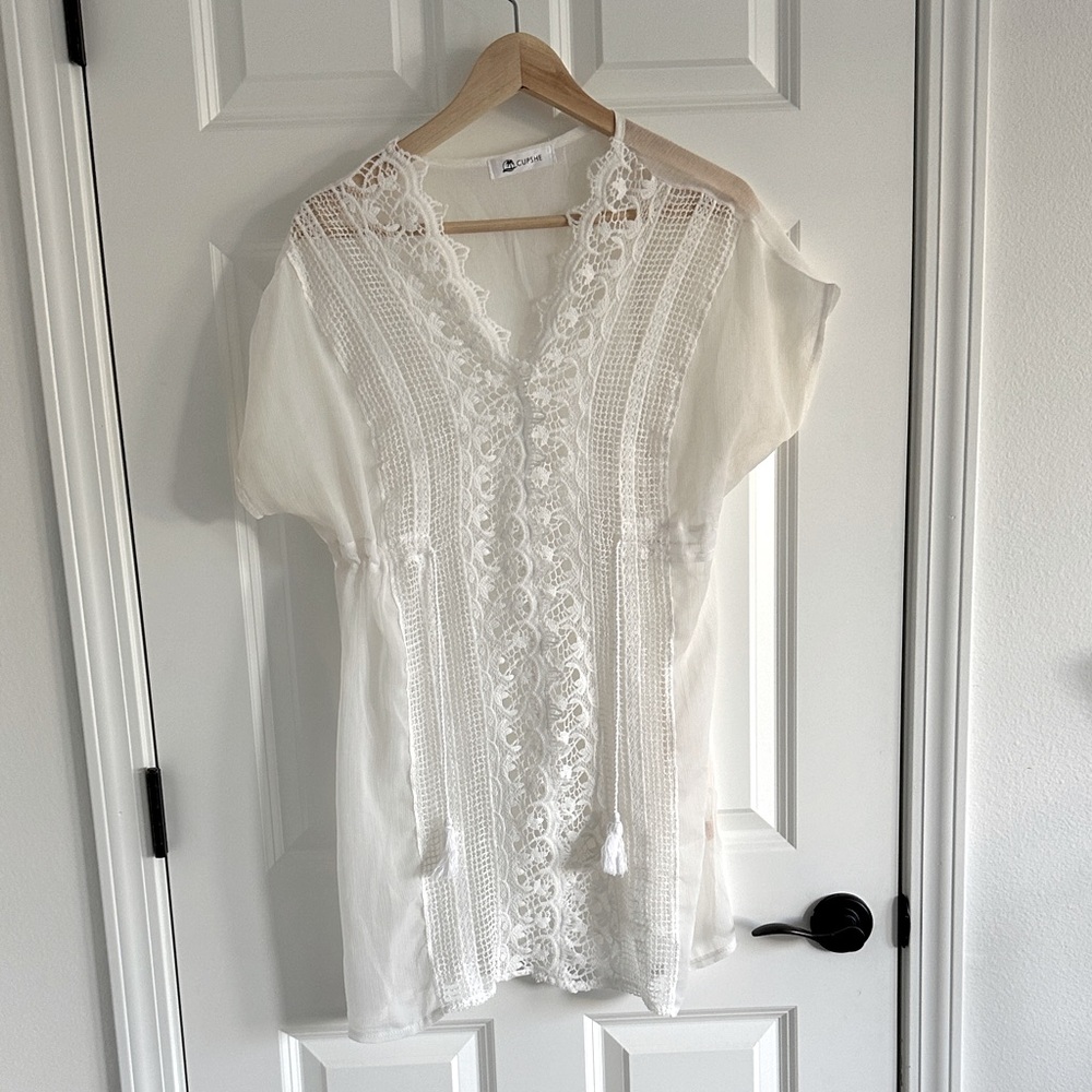 Cupshe white lacy back coverup